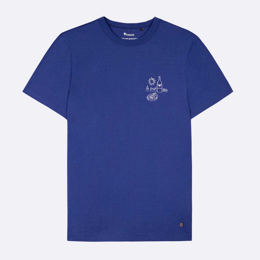 FAGUO Indigo T-Shirt The South-Borduurwerk Faguo-T-Shirts