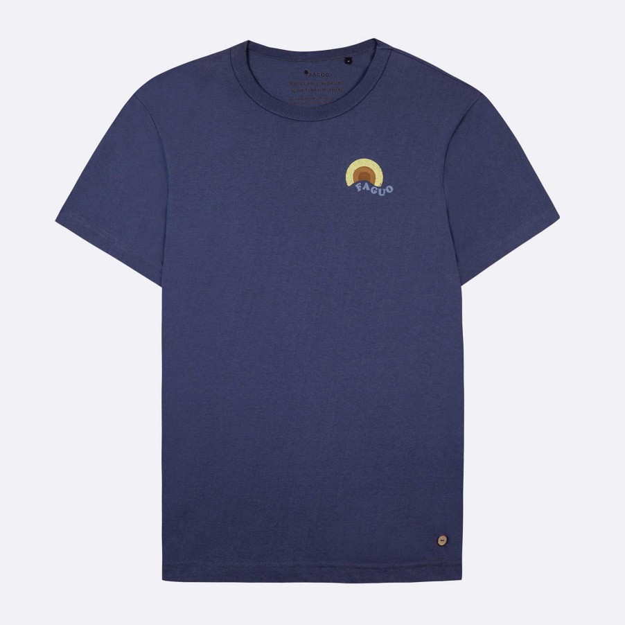 FAGUO Gewassen Marineblauw T-Shirt Op Naar De Zee Faguo-T-Shirts