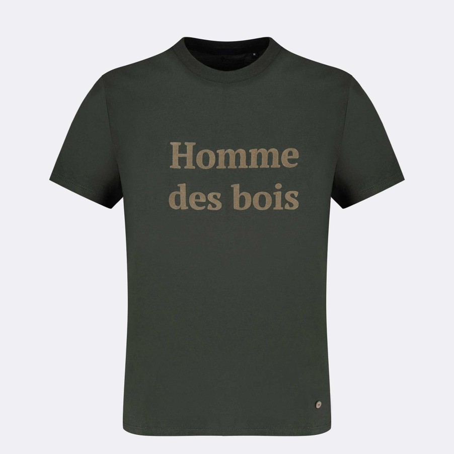 FAGUO Donkergroen T-Shirt Met Ronde Hals Homme Des Bois Faguo-T-Shirts