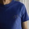 FAGUO Indigo T-Shirt Geborduurde Fiets Faguo-T-Shirts