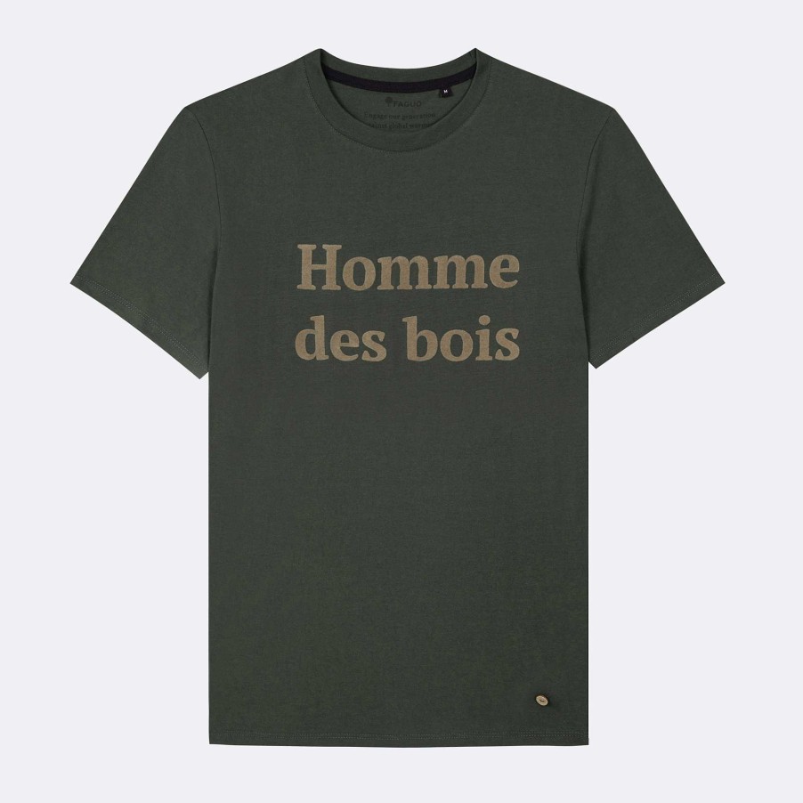 FAGUO Donkergroen T-Shirt Met Ronde Hals Homme Des Bois Faguo-T-Shirts