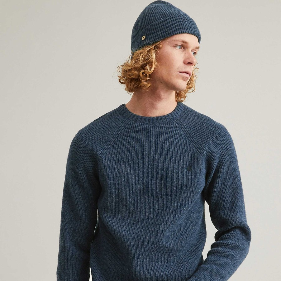 FAGUO Medium Marineblauwe Gemeleerde Muts Beanie