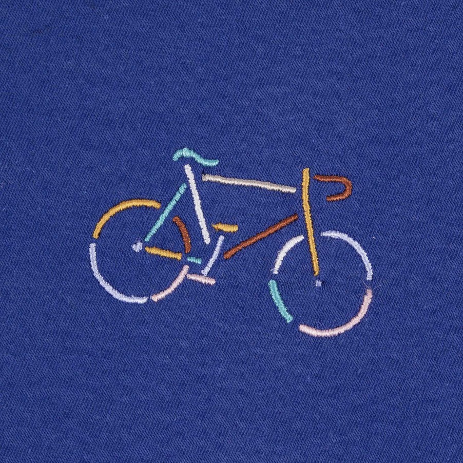 FAGUO Indigo T-Shirt Geborduurde Fiets Faguo-T-Shirts