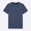 FAGUO Gewassen Marineblauw T-Shirt Met Ronde Hals, Fietsborduurwerk Faguo-T-Shirts